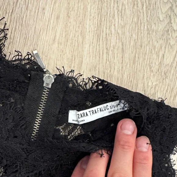Zara Black Lace Crop Top - Picture 4 of 7